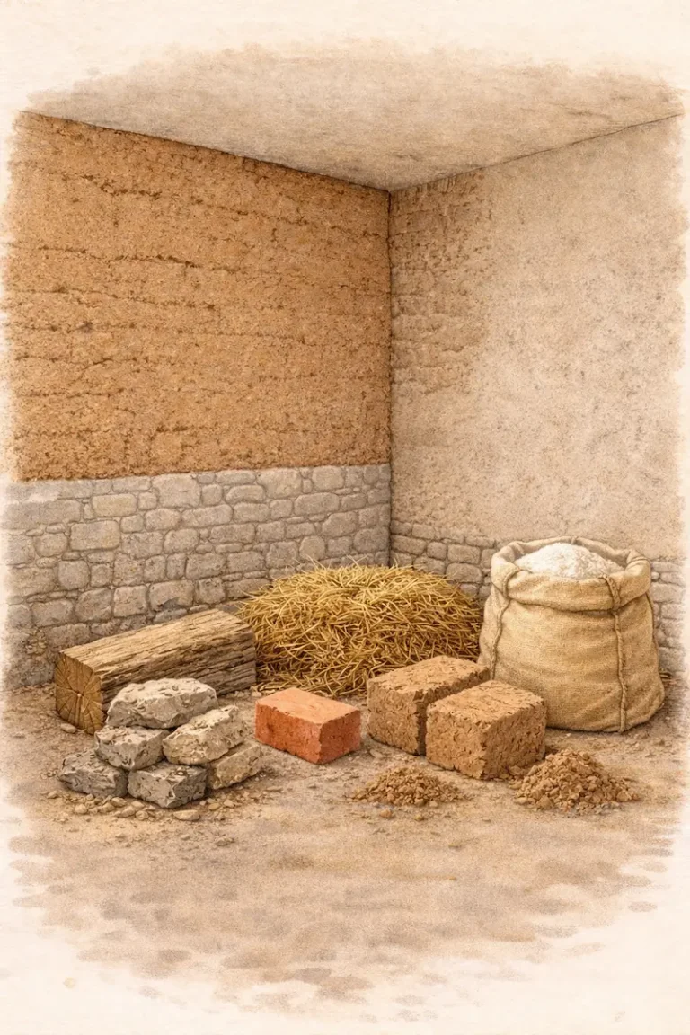 Matériaux compatibles avec le pisé et la terre crue dans le cadre de travaux de maçonnerie traditionnelle sur bâti ancien
