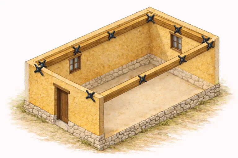 Pose de muralière pour rénovation de mur en pisé avec renfort structurel sur bâti ancien