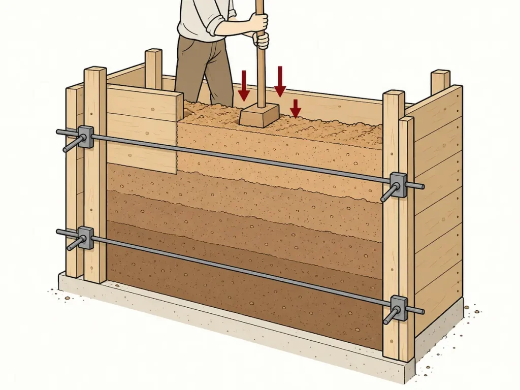 Illustration de compactage en terre crue