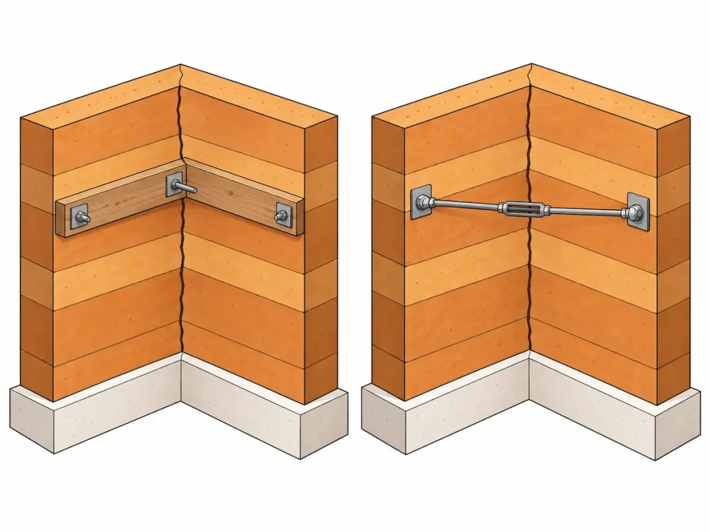 Renforcement d’un angle mur en pisé