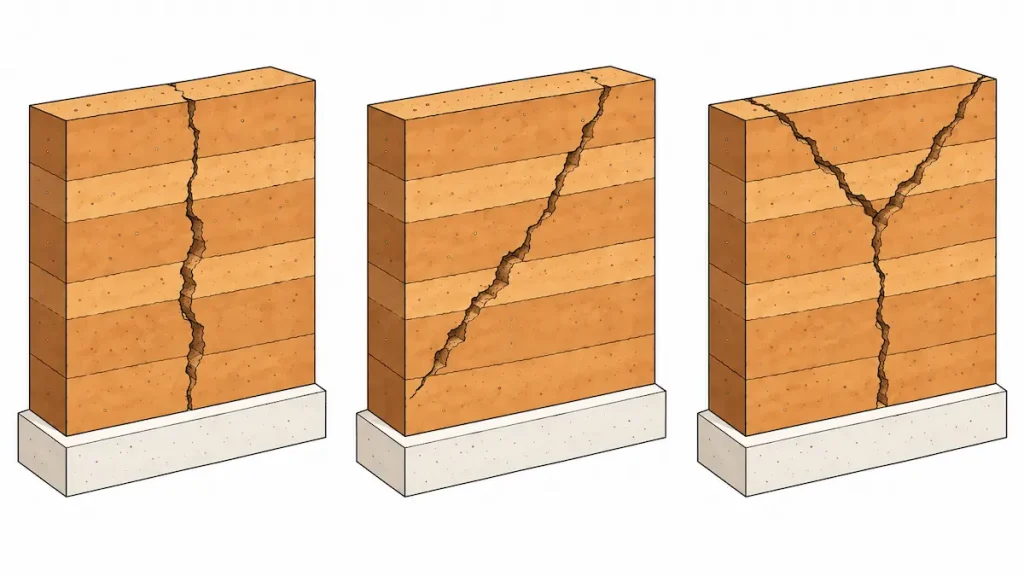 fissures dans un murs pisé